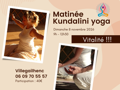 Matinée de kundalini yoga à Villegailhenc le 8 novembre 2026